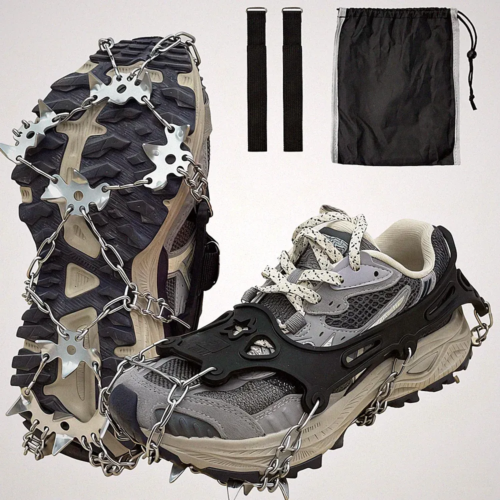 19 Stainless Steel Spikes Crampons, Anti-Slip Ice Cleats for Shoes and Boots