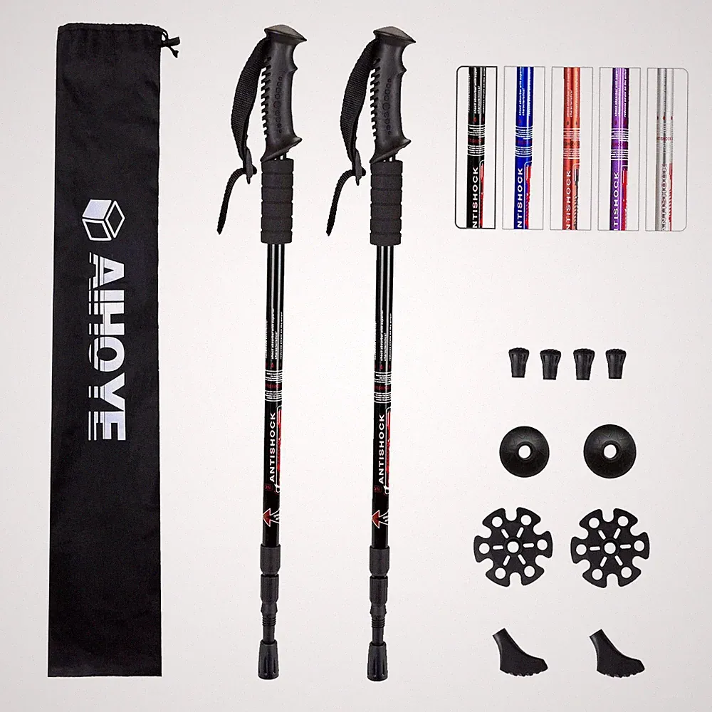 2 Pack Hiking Trekking Poles, Collapsible, Lightweight, Anti Shock, Adjustable