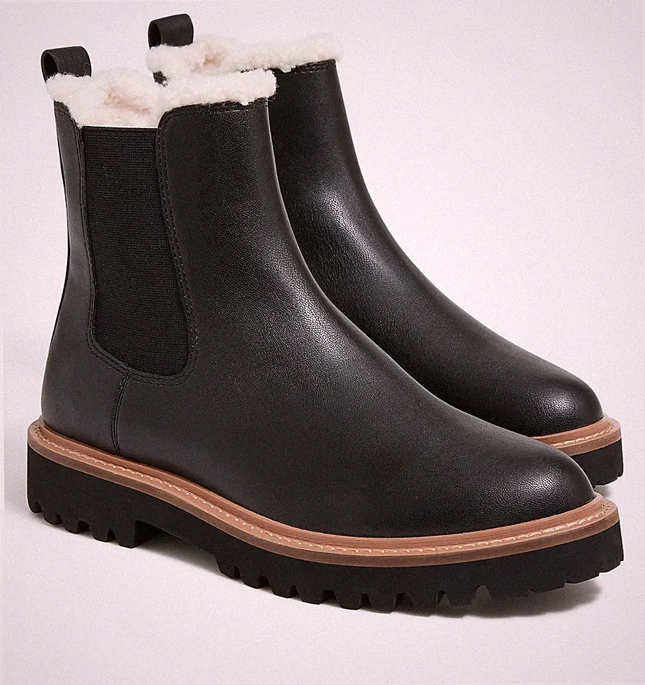 $230 J.Crew Women’s Boots Lug-Sole Chelsea Boots Black Size 8 CA781 NEW