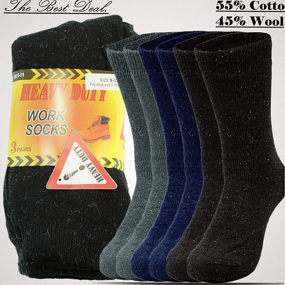 3-12 Pairs Mens Winter Thermal Heavy Duty Wool Cotton Work Boots Socks Size 9-13