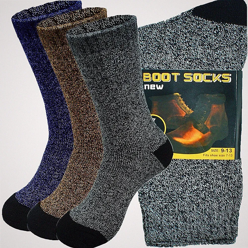 3 Pairs Mens Winter Heavy Duty Thermal Cotton Work Boots Crew Socks Size 9-13