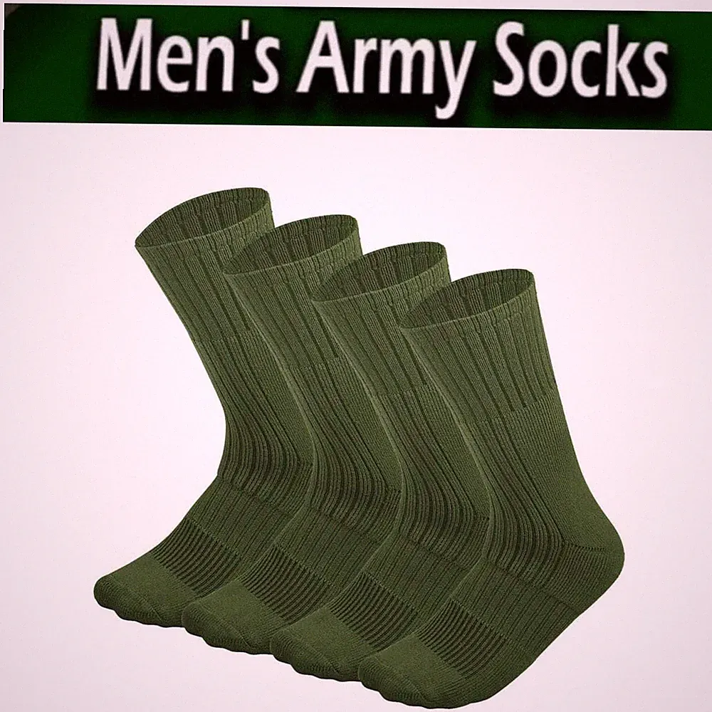 4 Pairs Men's Army Military Boot Socks Combat Trekking Hiking Size 10-13 ,13-15