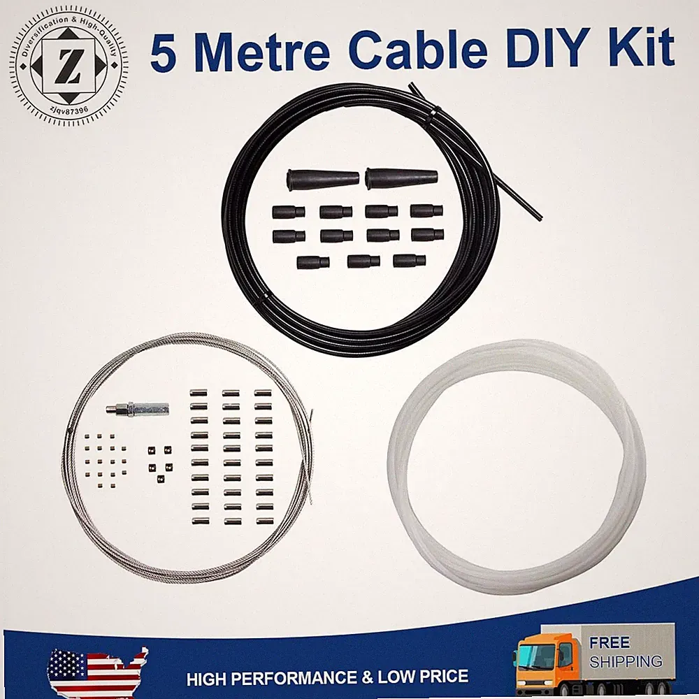 5 metres Motorcycle DIY Throttle Cable Kit Neoprene Boots Nipples Ferrules