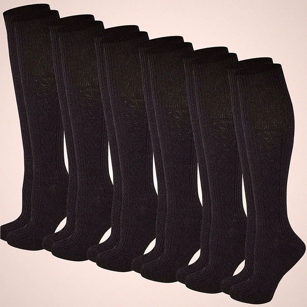 6 Pairs Boot Socks For Women Knee High Cable Knit Winter Wool Warm Socks