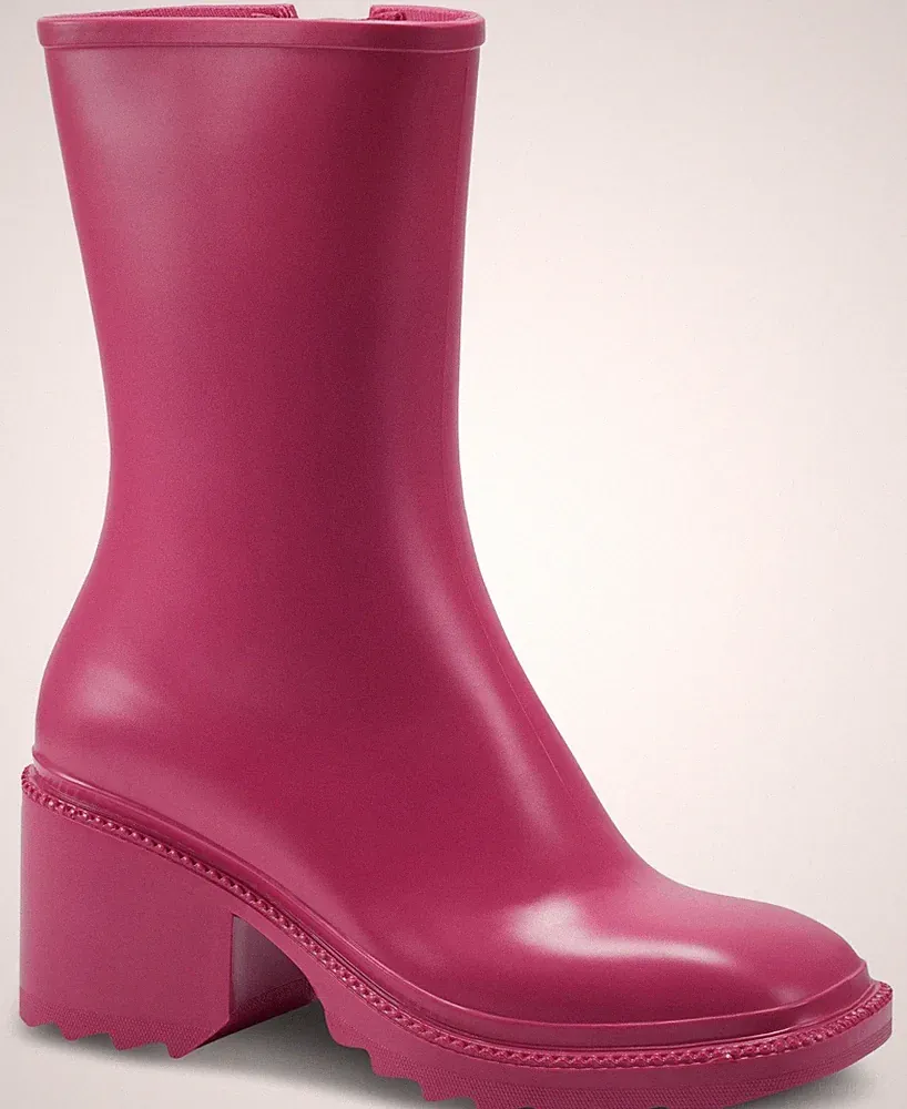 $69INC Womens Pink Cushioned Everett Square Toe Block Heel Zip-Up Rain Boots 7 M