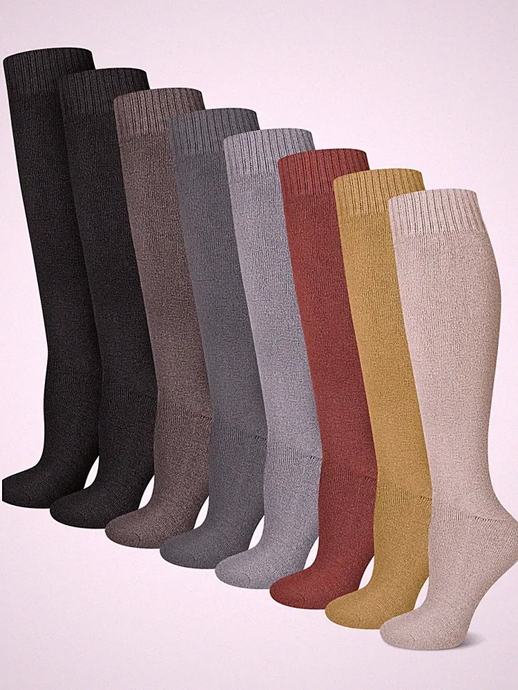 8 Pairs Warm Winter Knee High Socks for Women Thick Boot Socks for Cold Weather