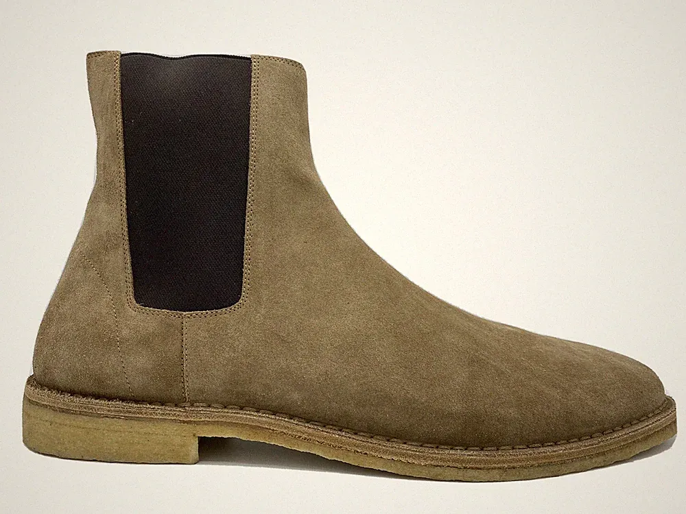 $800 Saint Laurent Khaki Suede Chelsea Boots size US 16, Made in Italy
