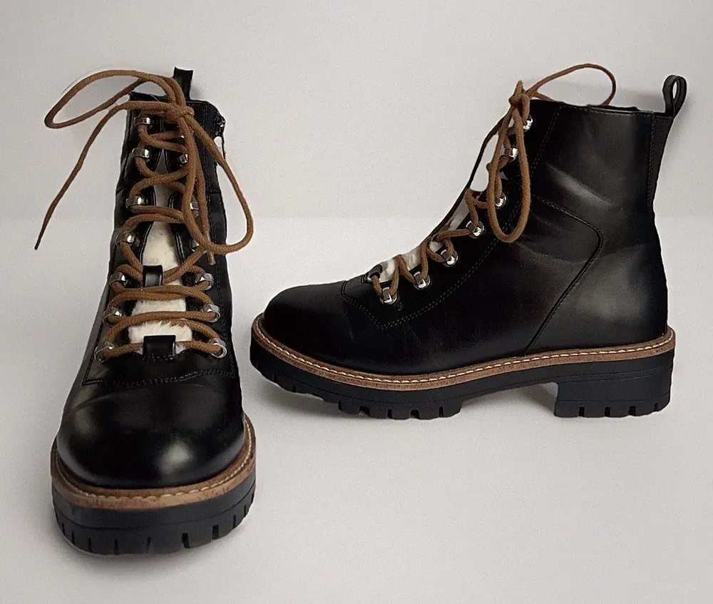A New Day Leighton Women's Sz 8 Black Hiking Boots w/ Memory Foam Insole