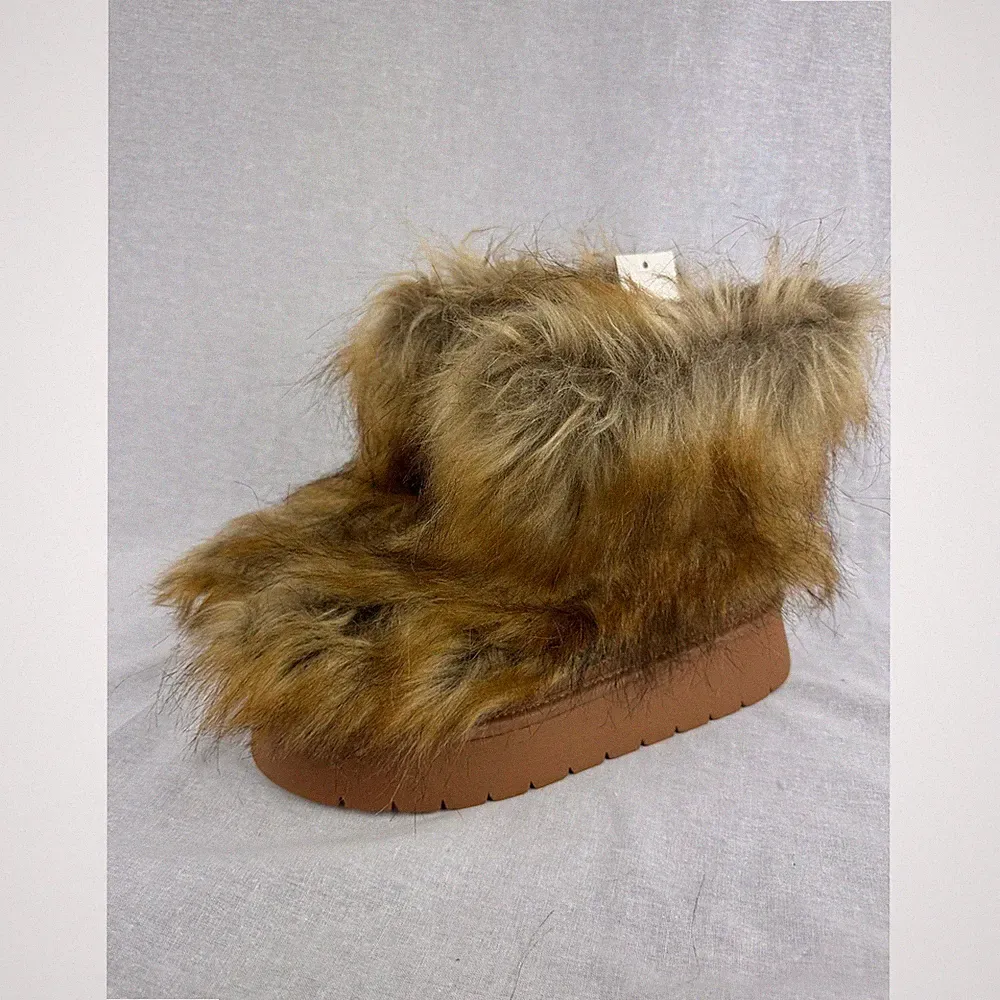 A New Day Womens Faux Fur Memory Foam Platform Boots Brown Multi Size 9 NWT