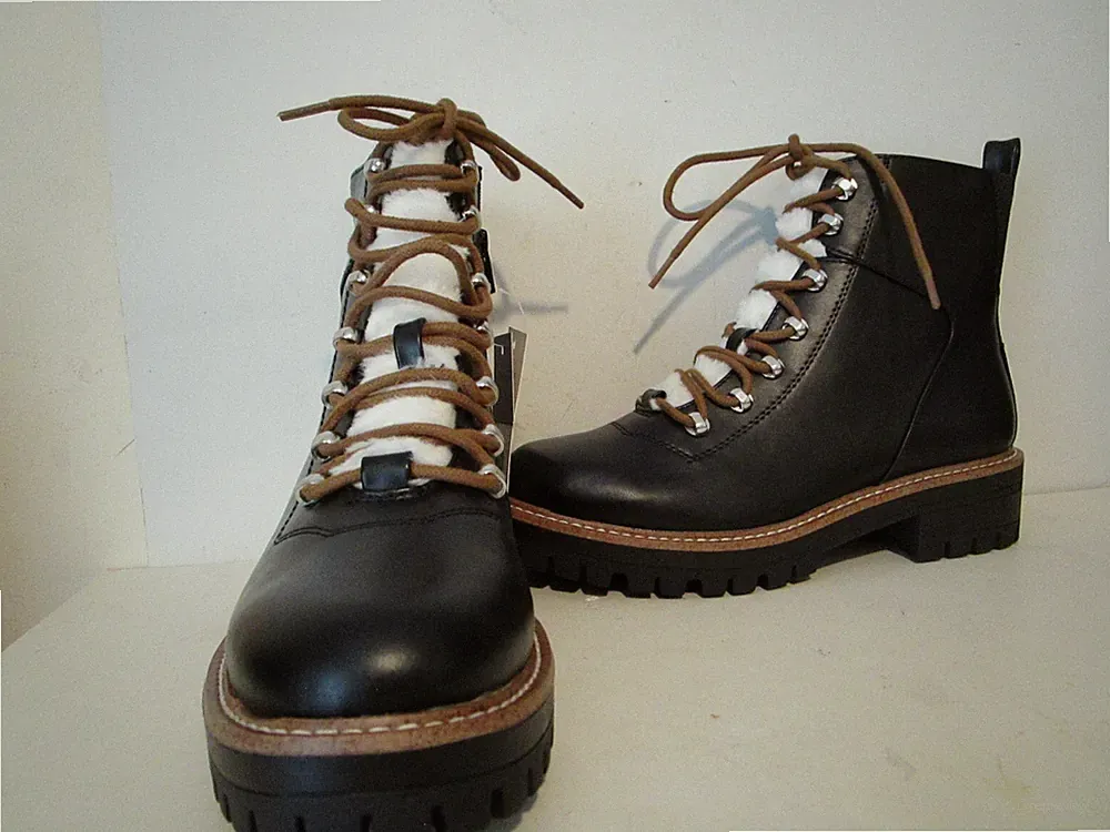 A New Day-Womens Leighton Sherpa Tongue Side Zip Hiking Boots Black Size 6.5