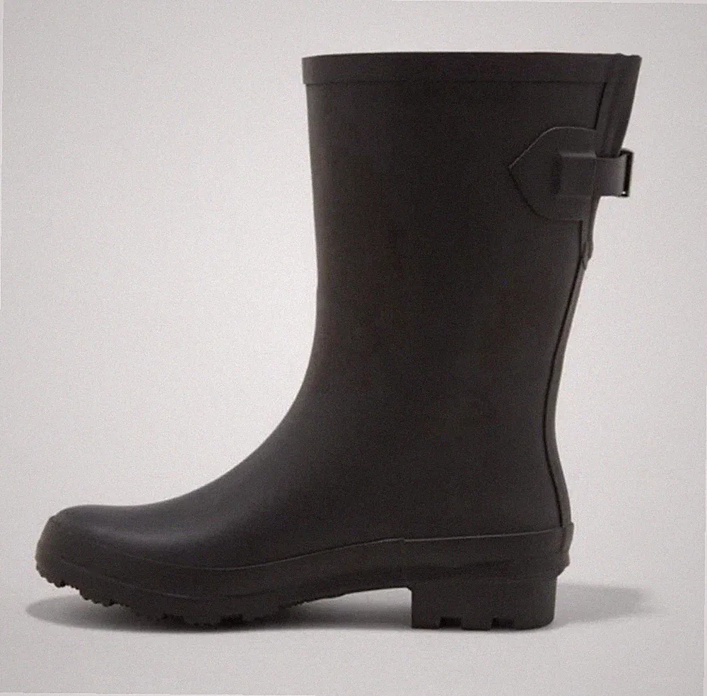 A New Day Womens Vicki Mid Calf Rain Water Boots Matte Black Sz 11