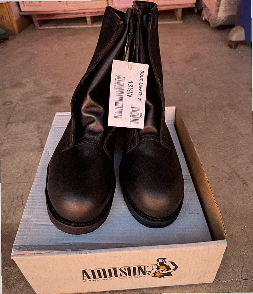 Addison Combat Safety Boots Men's 13.5W Black Leather Rugged Military Tactical