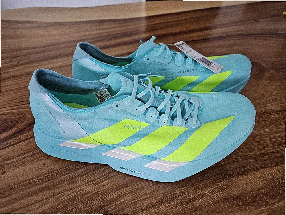 Adidas Adizero Adios Pro 4 Running Shoes Flash Aqua Lucid Lemon Sz 12 JR1251