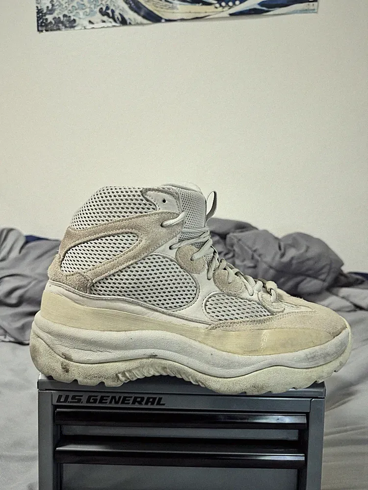 adidas Yeezy Desert Boot High Top Beige Gray Suede Mesh Men's Athletic Shoes