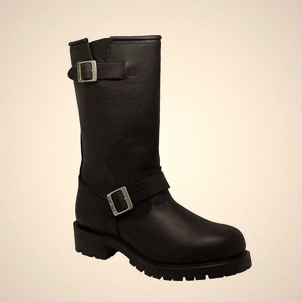 AdTec Men's Engineer Boot Black Leather Motorcycle/Work/Safety Boots 1440