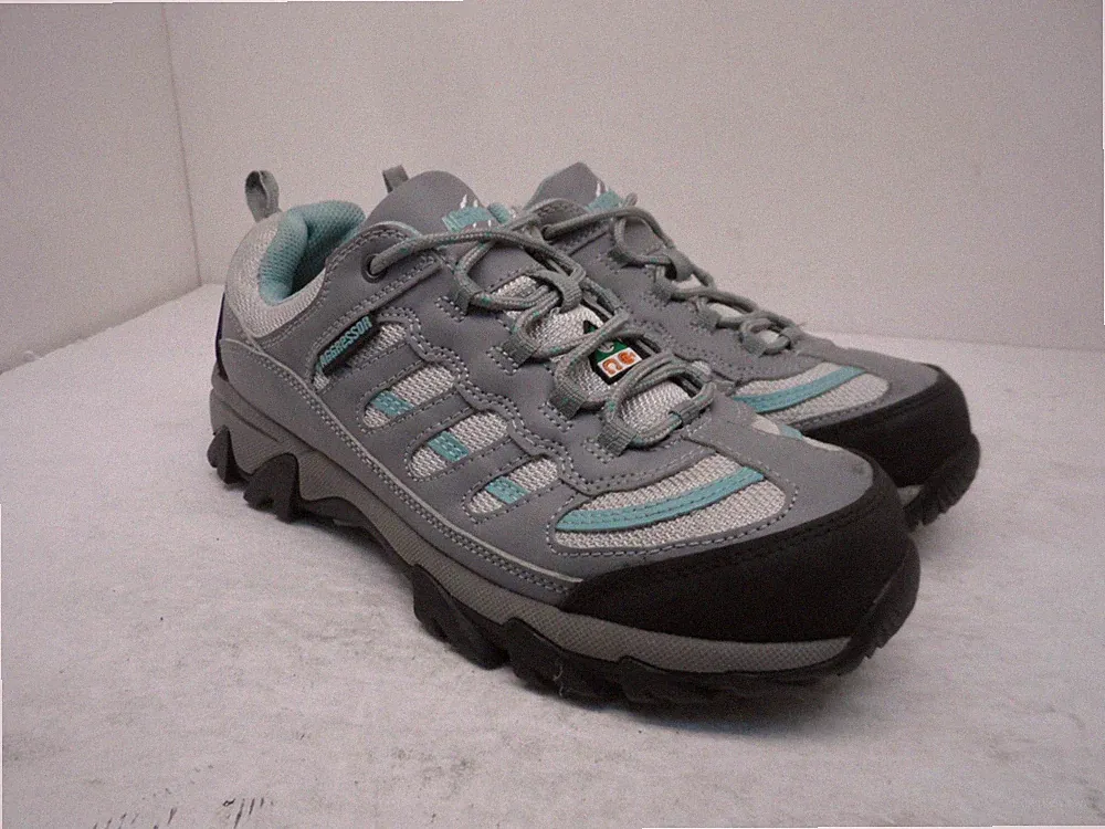 Aggressor Women's 2500 Steel Toe Steel Plate Approach Hiking Shoe Grey/Blue 7.5M