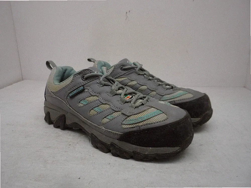 Aggressor Women's Steel Toe Steel Plate Approach Hiking Shoe Grey/Blue Size 6M