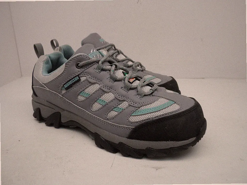 Aggressor Women's Steel Toe Steel Plate Approach Hiking Shoes Grey/Blue Size 8M