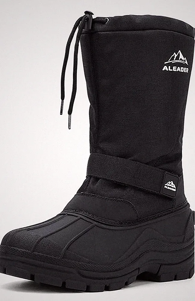 ALEADER Winter Boots for Men, Waterproof Snow Boots Hiking Shoes Black 11