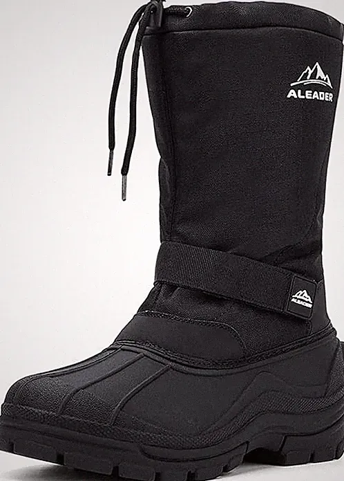 ALEADER Winter Boots for Men, Waterproof Snow Boots Hiking Shoes Black 11 D(M) U