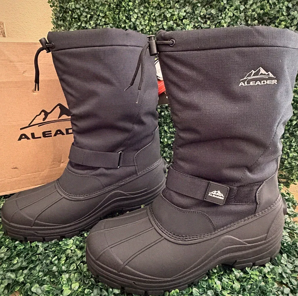 Aleader Winter Boots for Men Waterproof Snow Boots Hiking Shoes Black Sz 13 US