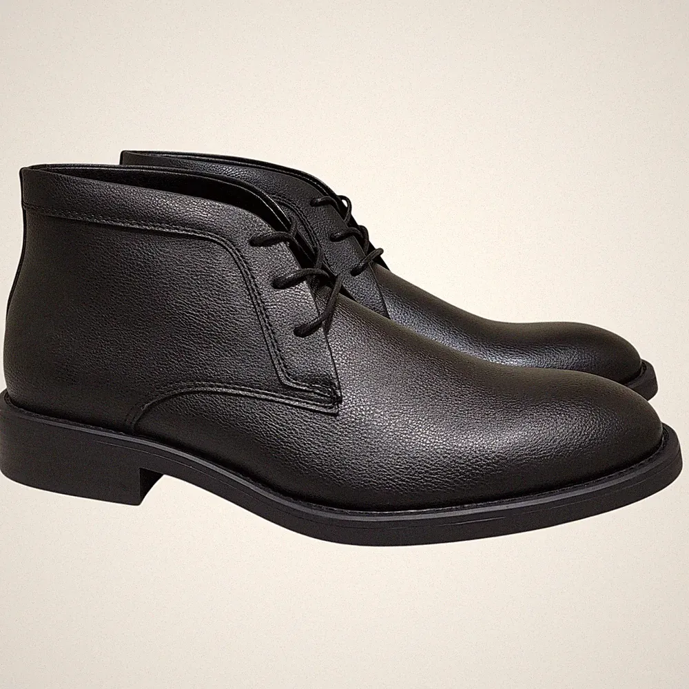 Alfani Men Chukka Ankle Boots Gregory Size US 10.5M Black Pebbled Faux Leather