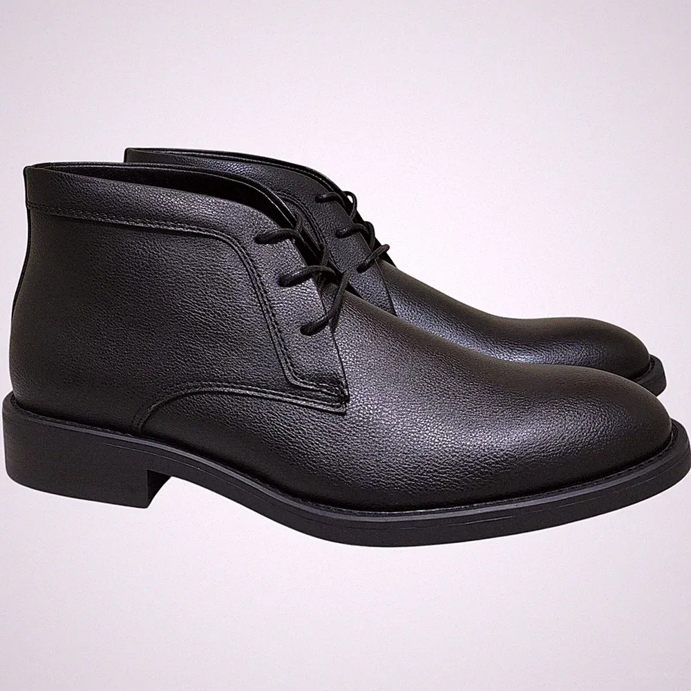 Alfani Men Gregory Chukka Ankle Boots Size US 13M Black Pebbled Faux Leather