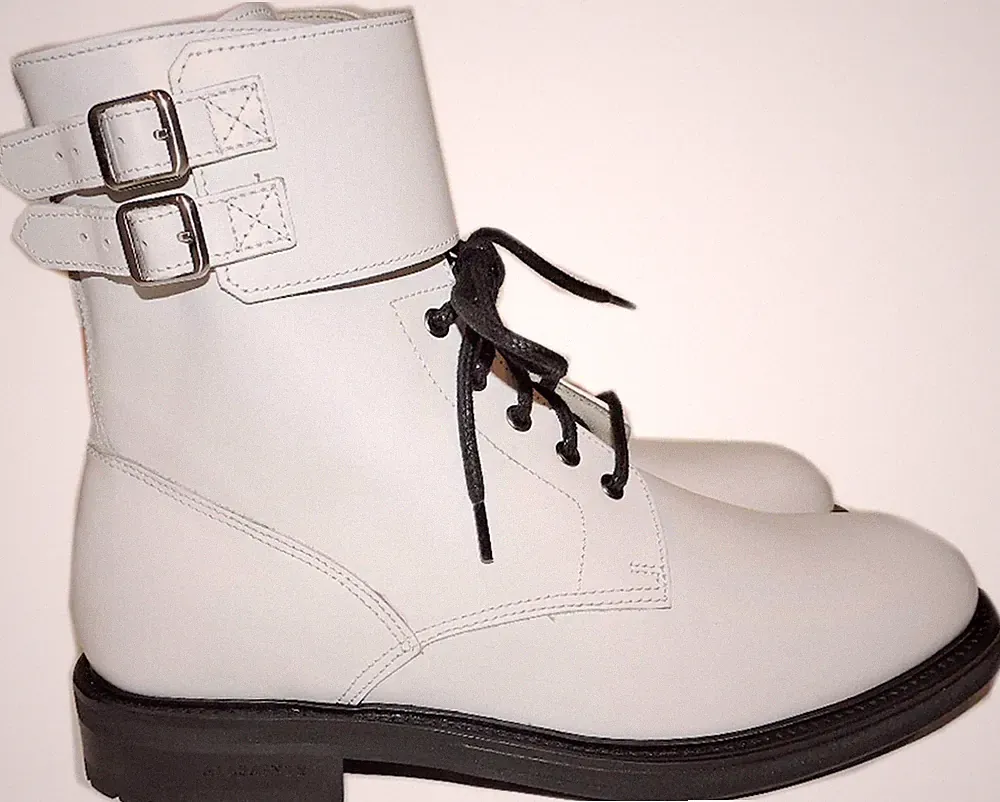 Allsaints Boots Women's Brigade Combat Hiking Buckles White Leather Booties 39