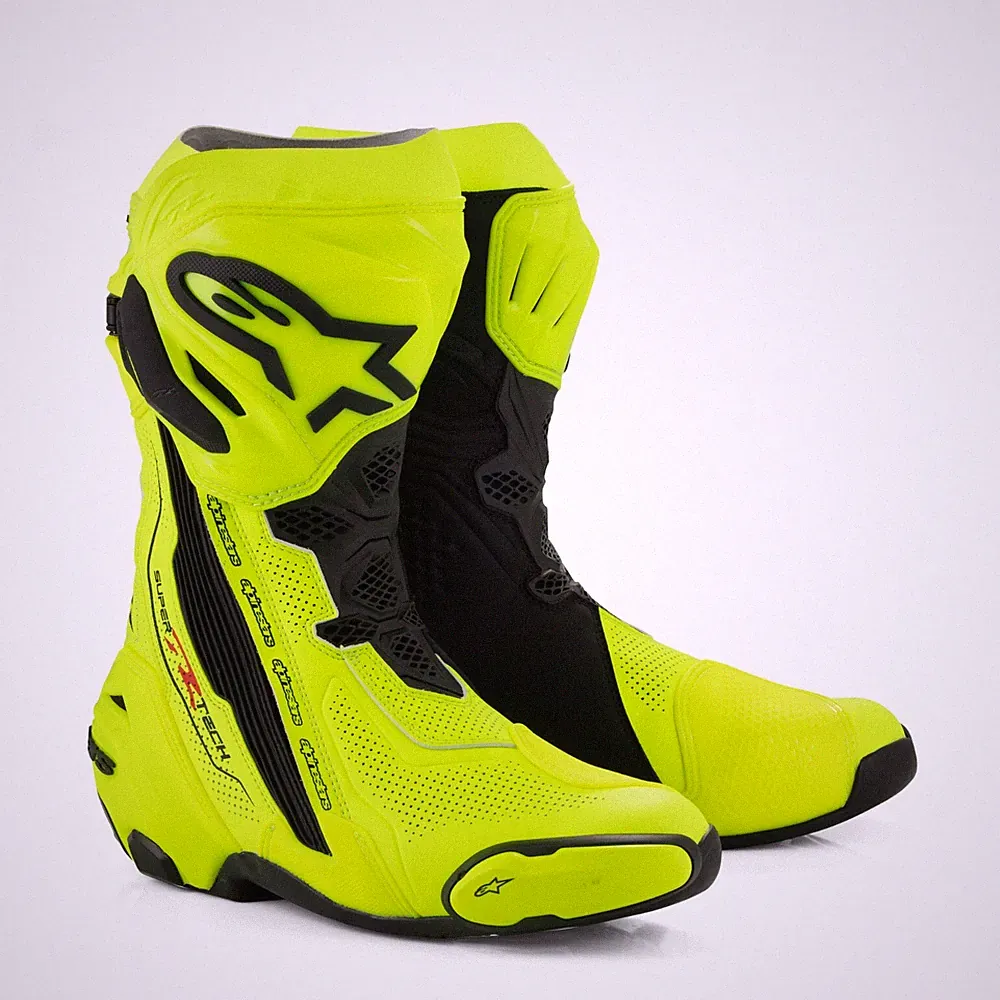 Alpinestars Supertech R Vented Motorcycle Bike Sports Trace Race Boots Yellow