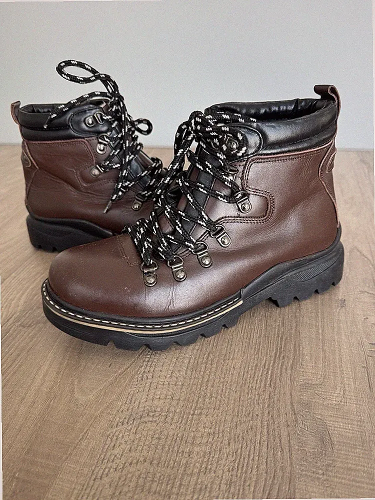 ALPINETEK Men’s Hiking, Winter Rugged Boots Brown Sherpa Lined Size 8