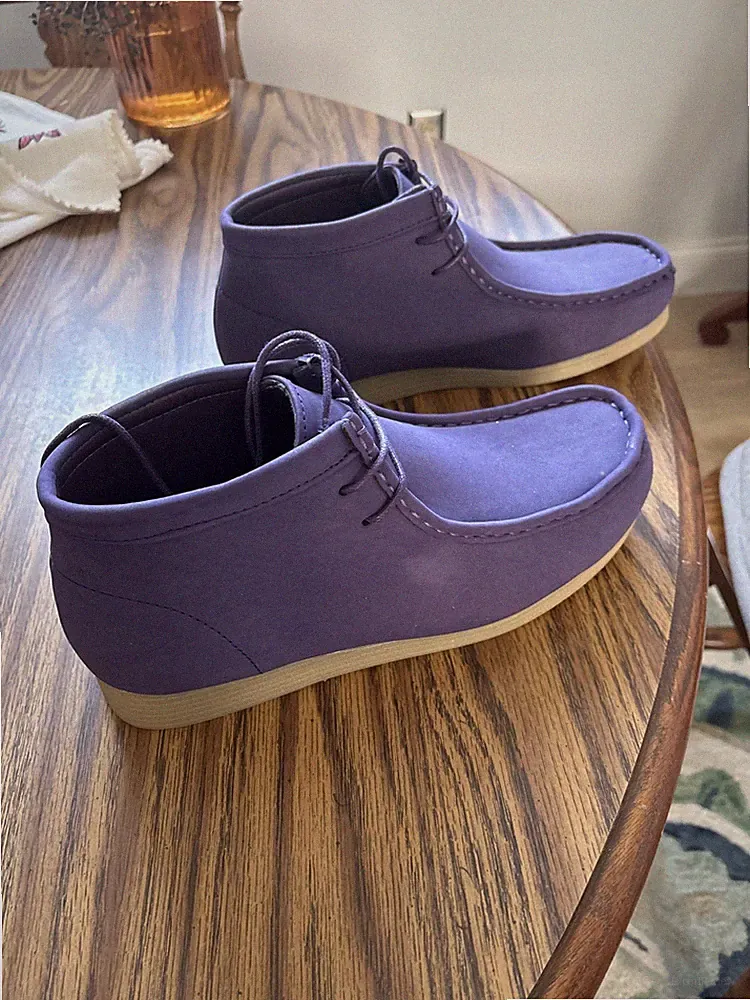 Amali Men's SZ 9 Jason 2 High Top Chukka Boots Lace Up Moc Toe Suede Purple