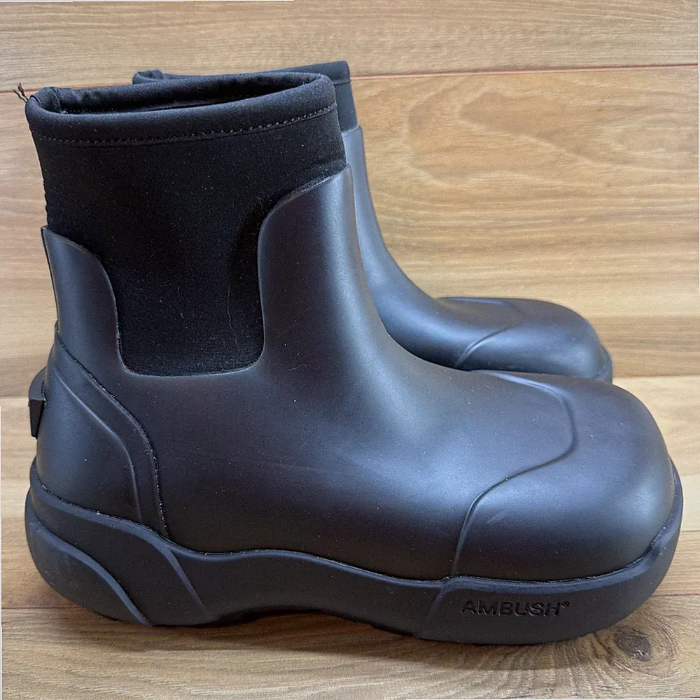 AMBUSH Boots Black Rubber Chunky 39 Womens 9 Chelsea Pull On Waterproof