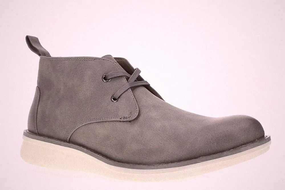 Andrew Marc 239650 Mens Thompson Faux Leather Chukka Boots Gray Size 9 D