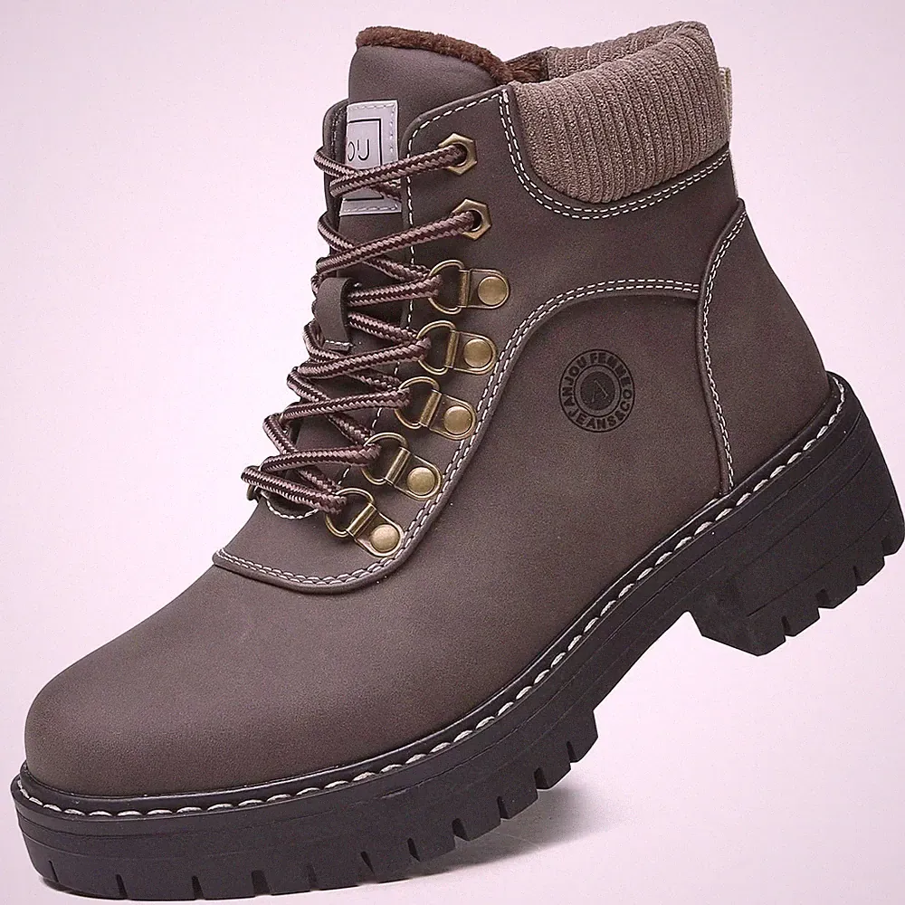 ANJOUFEMME Work Winter Hiking Boots For Women - Womens Snow Outdoor Casual La...