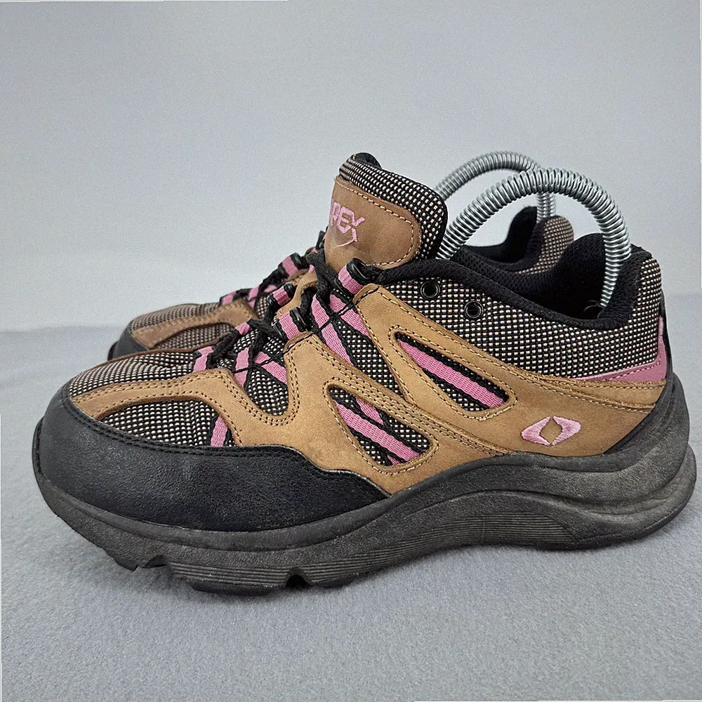 Apex V752 Womens Hiking Trail Shoes Brown Pink Leather Mesh US 6 X Wide
