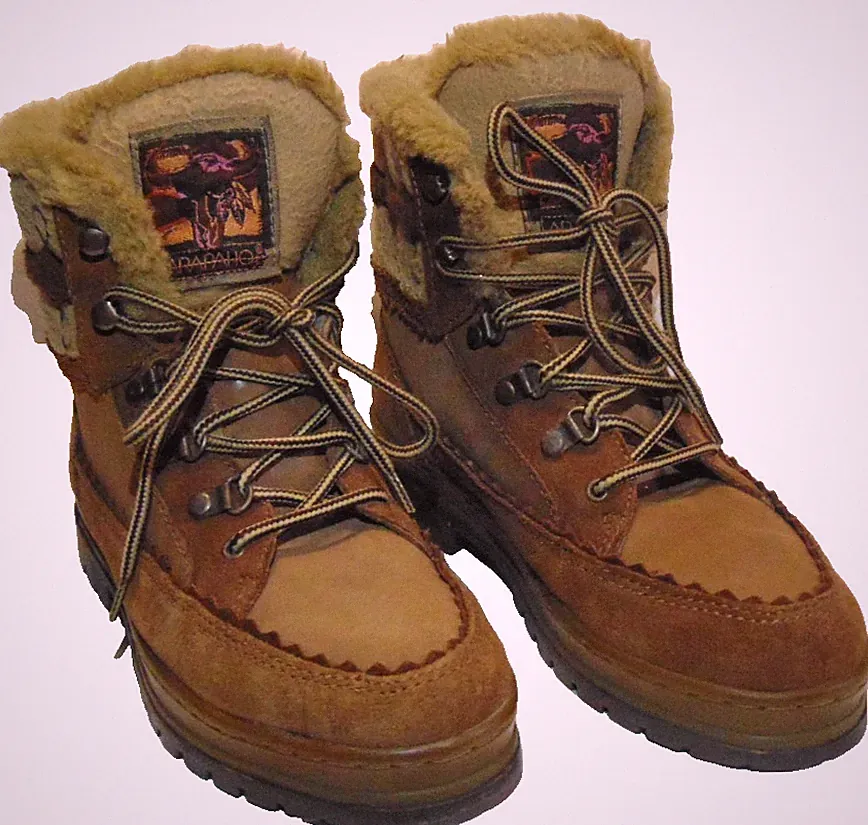 Arapahoe Leather Suede Faux Fur Cold Resistant Hiking Boots Buffy Woman Shoe~7.5
