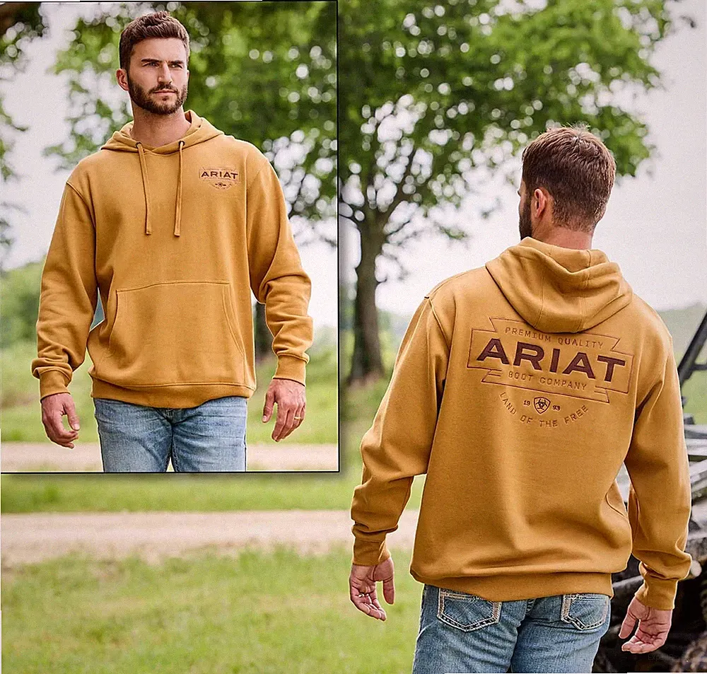 Ariat Boot Company Hoodie Southwest Simple Buckle Bone Brown XL Embroidered New