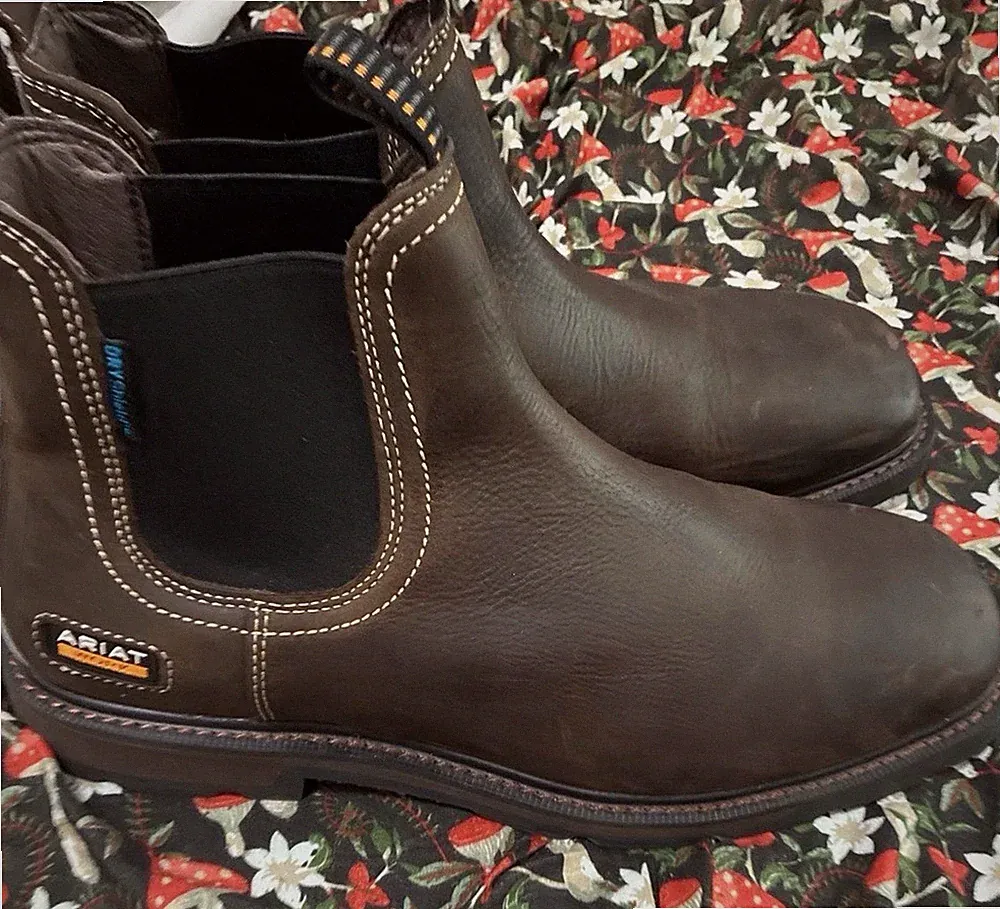 Ariat Brown Leather Chelsea Square Toe Pull On Men's Ankle Boots