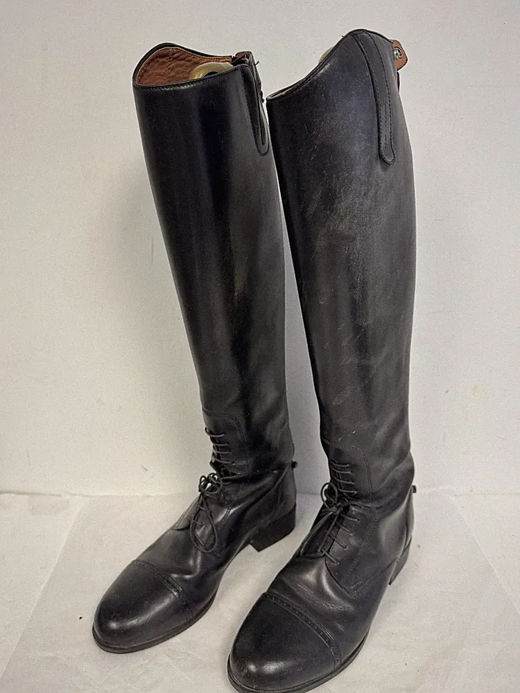 ARIAT CHALLENGE FIELD RIDING BOOTS 55201 W 9.5 Tall EQUESTRIAN BLACK FULL ZIP