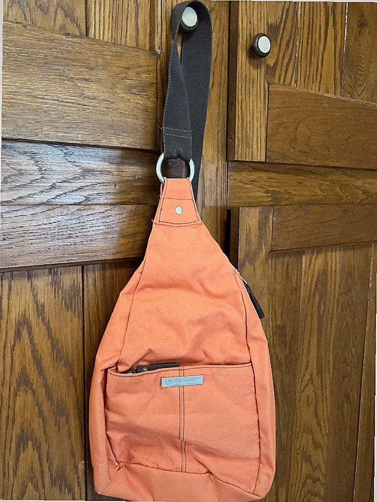 Ariat Sling Shoulder Strap Bag/backpack Vibrant Burnt Orange - Used Condition