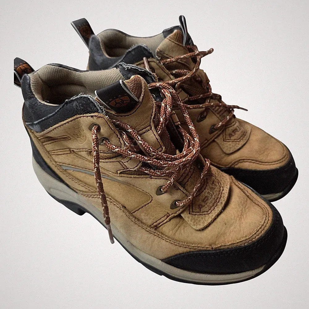 Ariat Terrain Waterproof Hiking Boots Womens 7M Tan Leather Trail Shoes 12102 W2