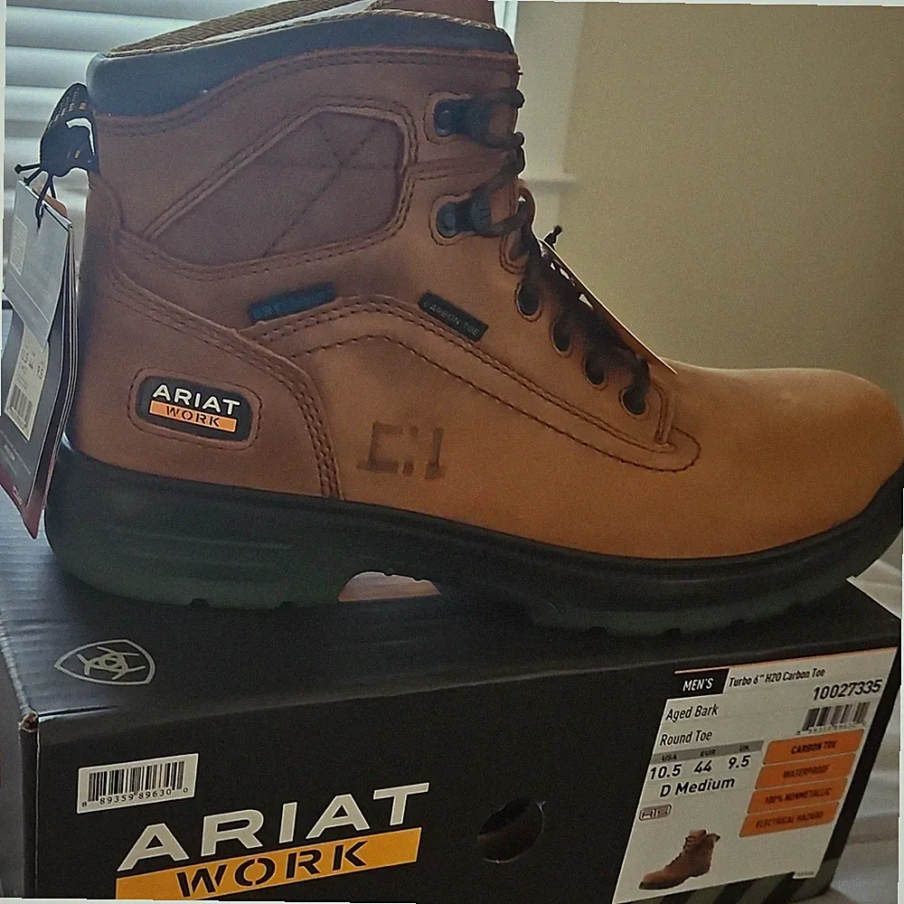 Ariat Turbo 6'' H2O Carbon Toe Work Boots Carbon Toe Waterproof 10.5 D Medium