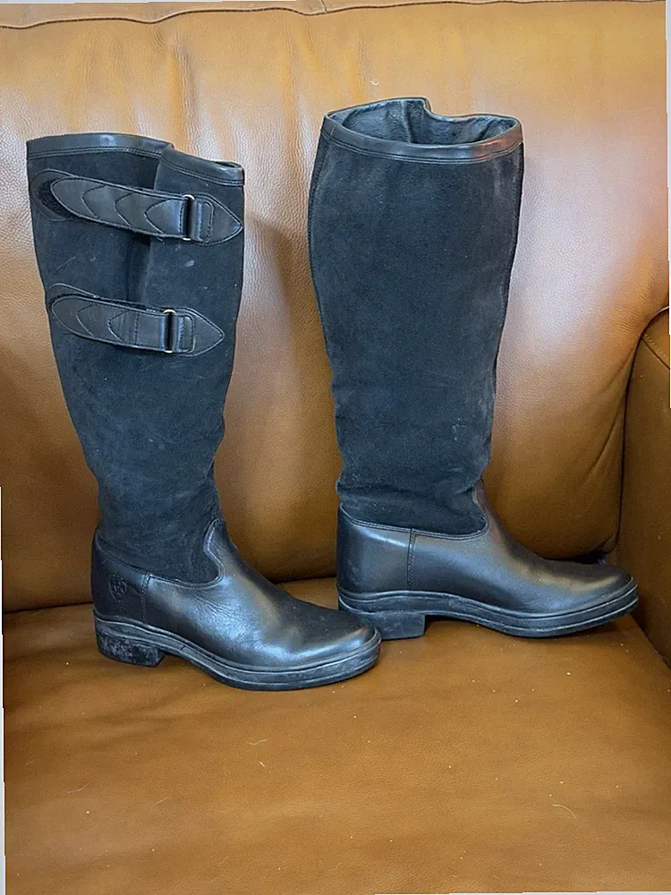 Ariat Women's Tall Riding Boots Black Leather Size 8.5 Style 66001