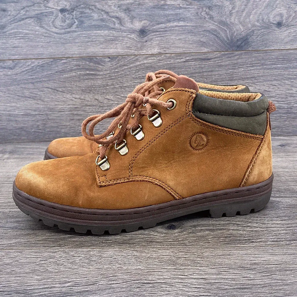 Arizona Jean Company Hiking Boots Mens 8M Tan Leather Lace Up Lug Sole 7115