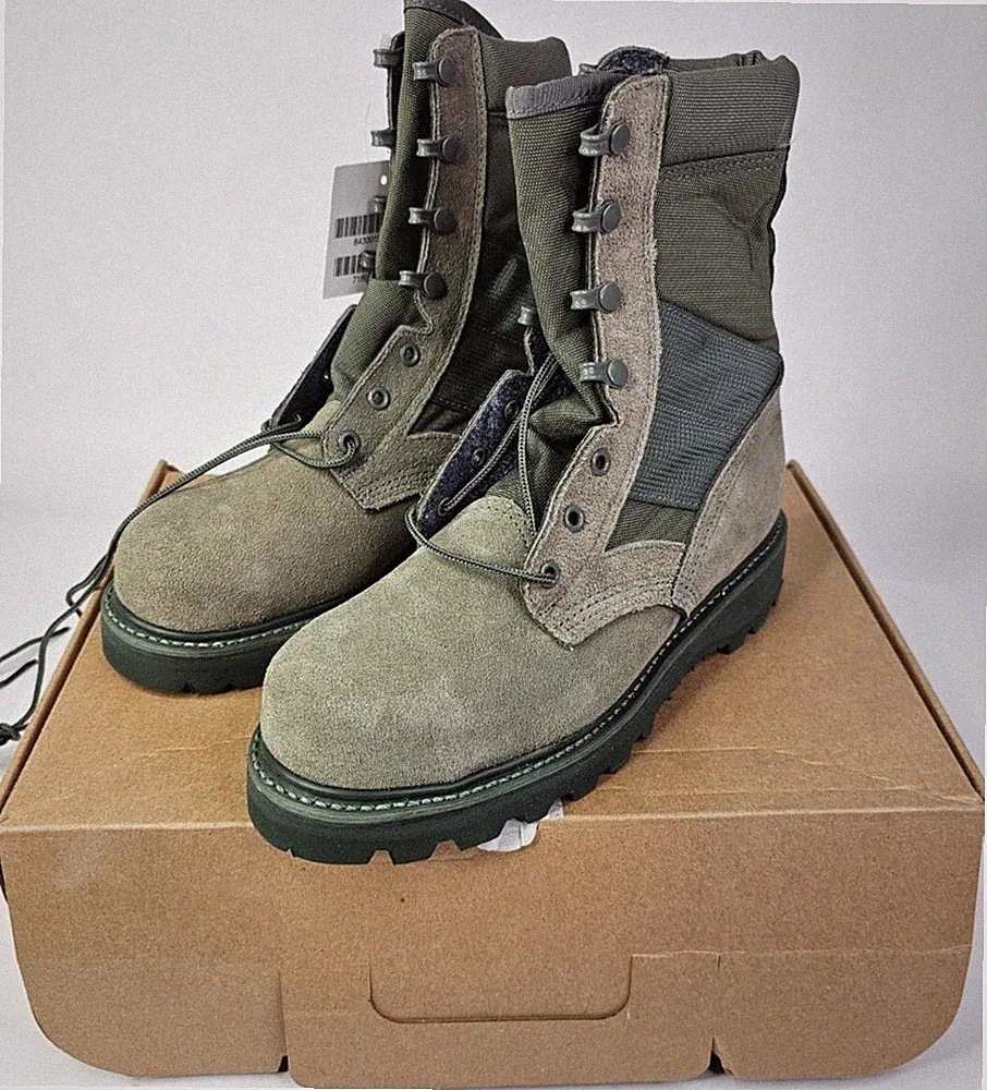 ARMY GREEN MILITARY TACTICAL COMBAT BOOTS SIZE 6R 8430 STEEL TOE