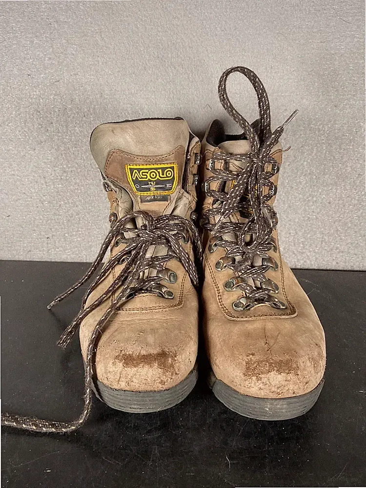 ASOLO AFX 535 Hiking Boots Backpacking Vibram Men 7.5 Brown Leather Lace Up Hike