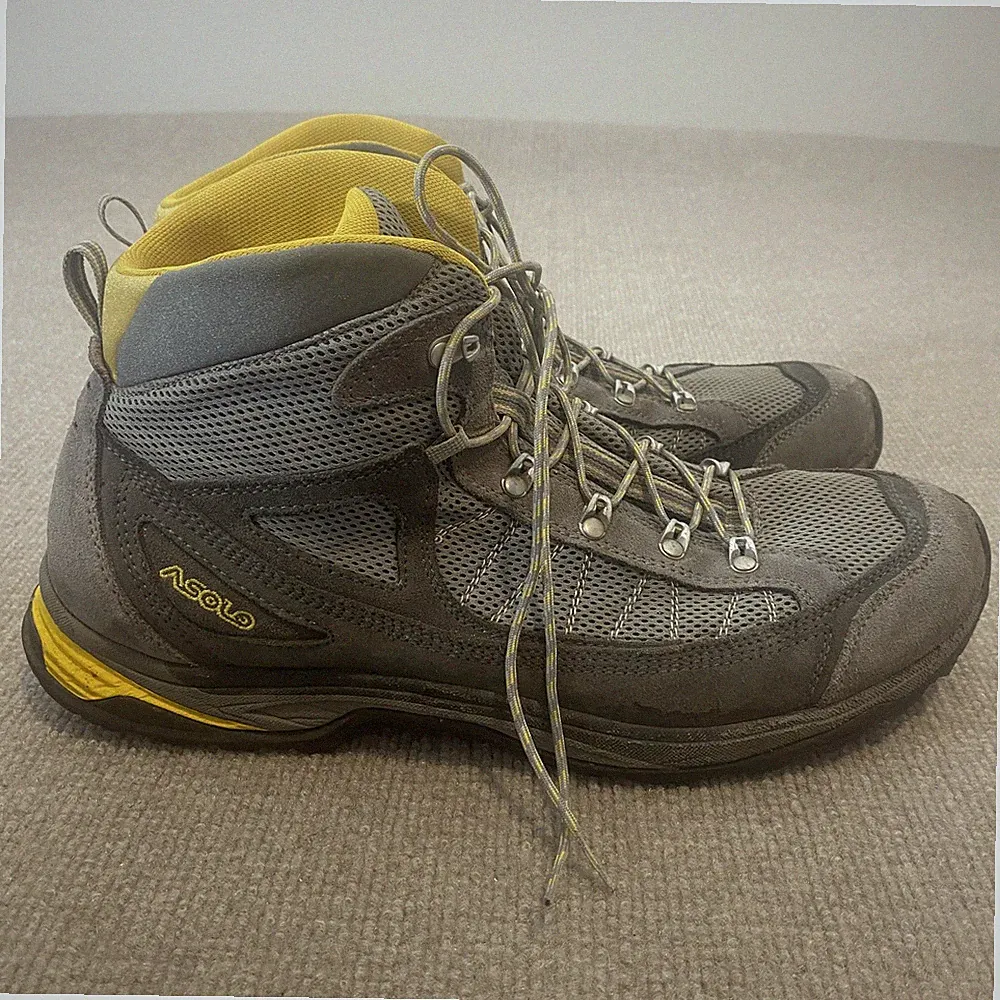 Asolo Boots Mens Size 12 Gray Suede Mesh Combat Hiking Ankle Vibram Outdoor