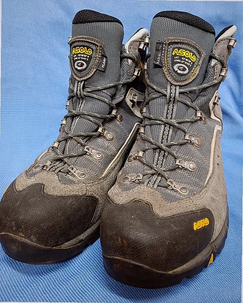 ASOLO Flame GTX Gore-Tex Waterproof Hiking Boots US Men's 13 Gray/Gold EUC 6518