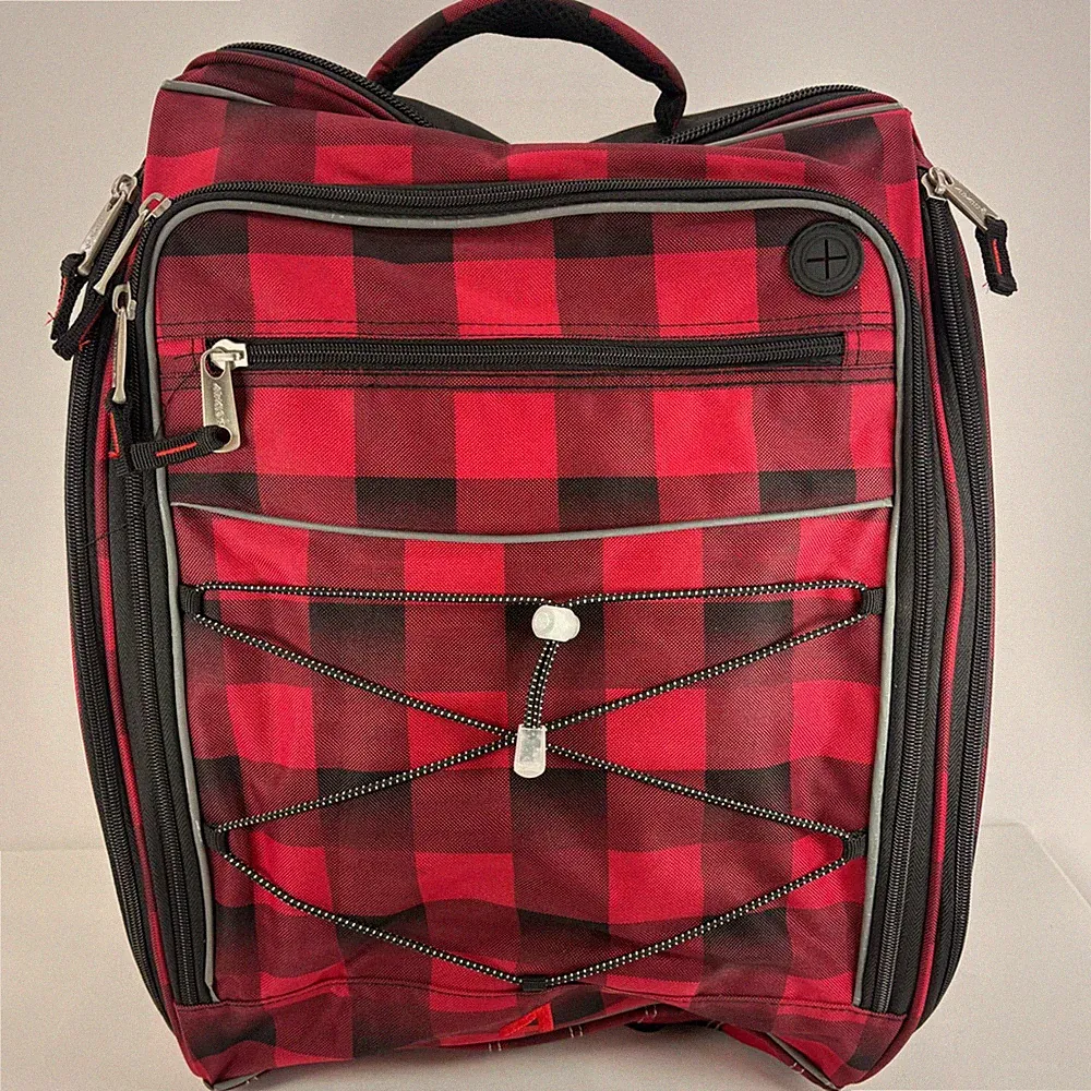 Athalon Ski Boot Backpack Red Buffalo Plaid Snowboard Gear Bag Helmet Storage