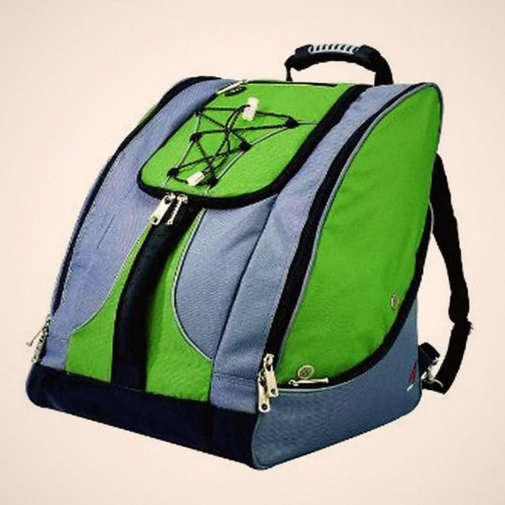 Athalon Ski Boot Bag Adventure Travel Backpack Gear Case Green Gray 17X15x14